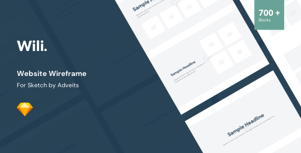 Wili – Website Wireframe for Sketch