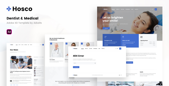 Hosco – Dentist & Medical Adobe XD Template