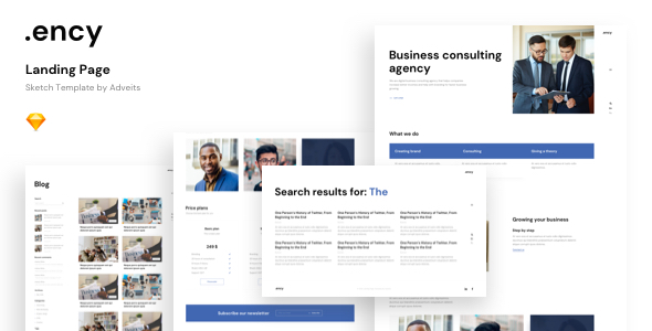 Ency – Landing Page Sketch Template