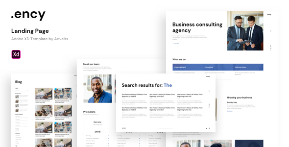 Ency – Landing page Adobe XD Template