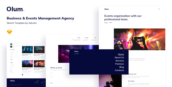 Olum – Business & Events Management Agency Sketch Template