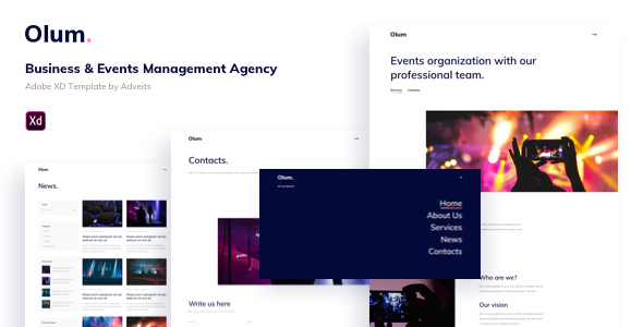 Olum – Business & Events Management Agency Adobe XD Template