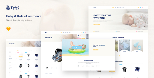 Tetzi – Baby & Kids eCommerce Sketch Template